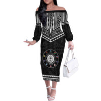 Personalised Melanesian Brotherhood Off The Shoulder Long Sleeve Dress Ministry Faith And Mission - Polynesian Pride