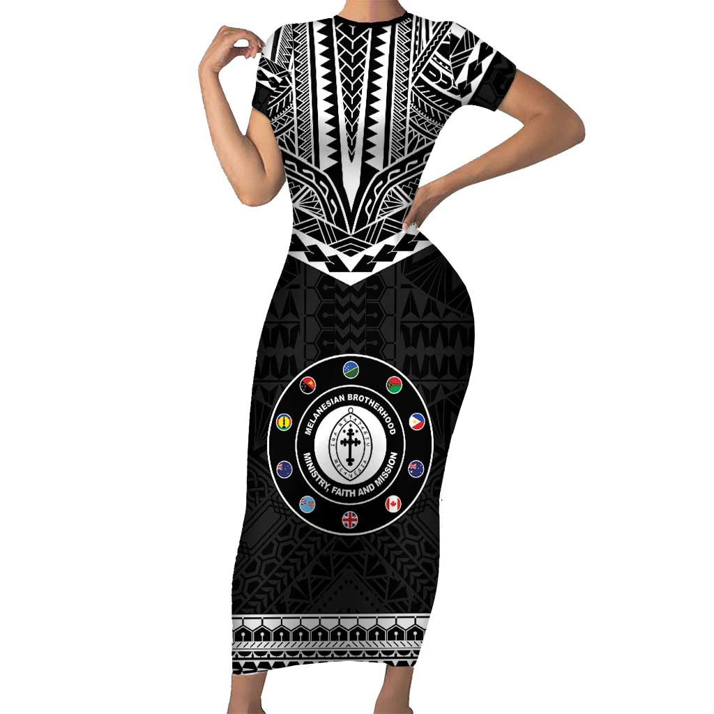Personalised Melanesian Brotherhood Short Sleeve Bodycon Dress Ministry Faith And Mission - Polynesian Pride