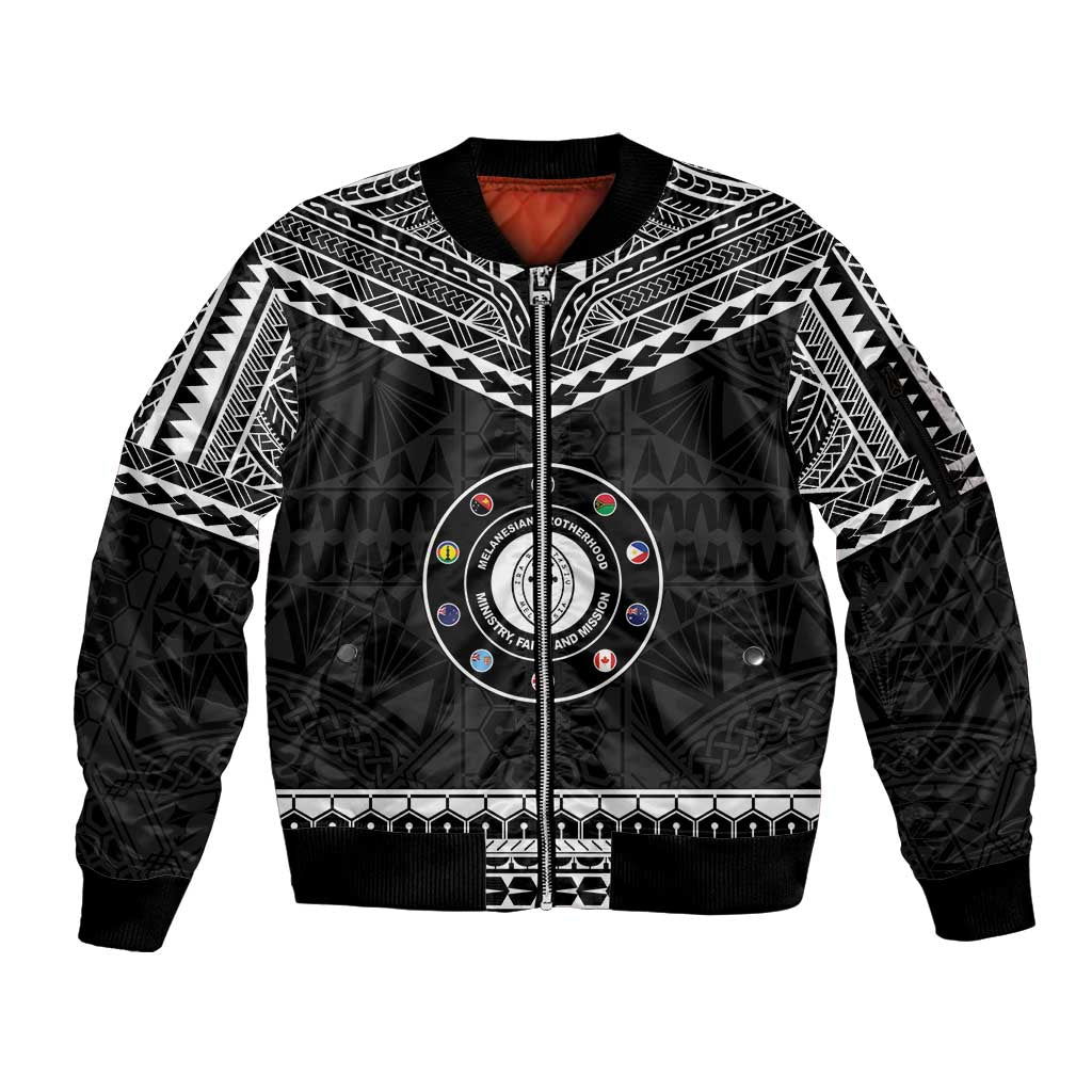 Personalised Melanesian Brotherhood Sleeve Zip Bomber Jacket Ministry Faith And Mission - Polynesian Pride