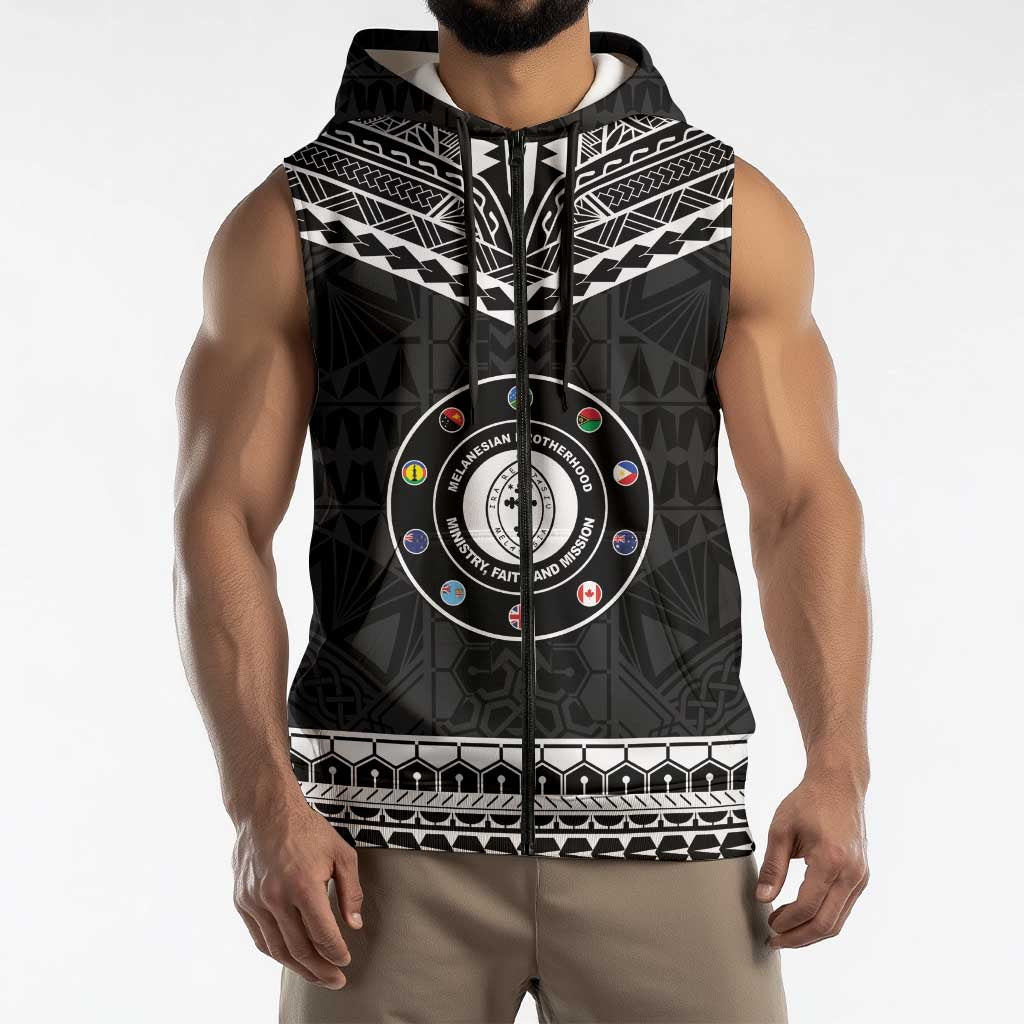 Personalised Melanesian Brotherhood Sleeveless Zip Hoodie Ministry Faith And Mission - Polynesian Pride