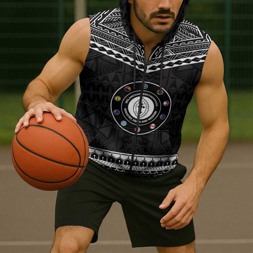 Personalised Melanesian Brotherhood Sleeveless Zip Hoodie Ministry Faith And Mission - Polynesian Pride