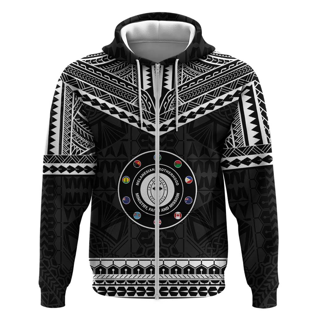 Personalised Melanesian Brotherhood Zip Hoodie Ministry Faith And Mission LT05 Zip Hoodie Black - Polynesian Pride