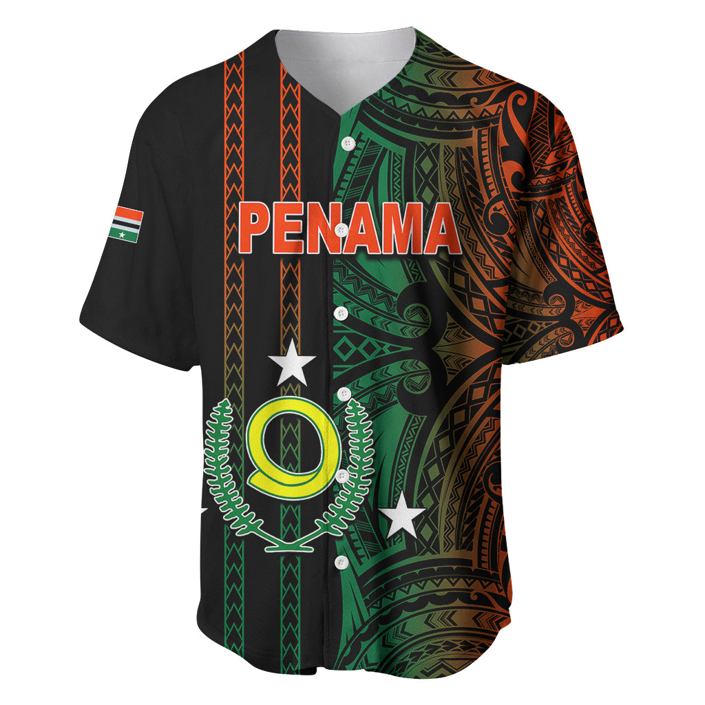 Custom Vanuatu Penama Baseball Jersey Polynesian Tribal LT6 Black - Polynesian Pride