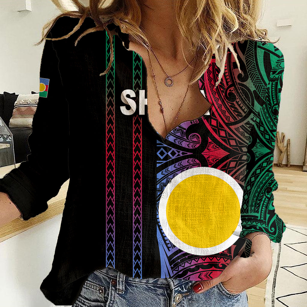 Custom Vanuatu Shefa Women Casual Shirt Polynesian Tribal LT6 Female Black - Polynesian Pride