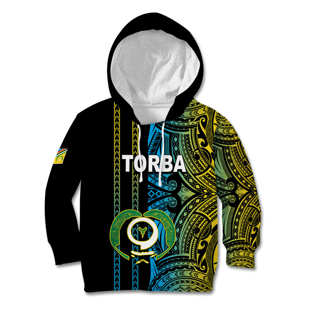 Custom Vanuatu Torba Kid Hoodie Polynesian Tribal LT6 Black - Polynesian Pride