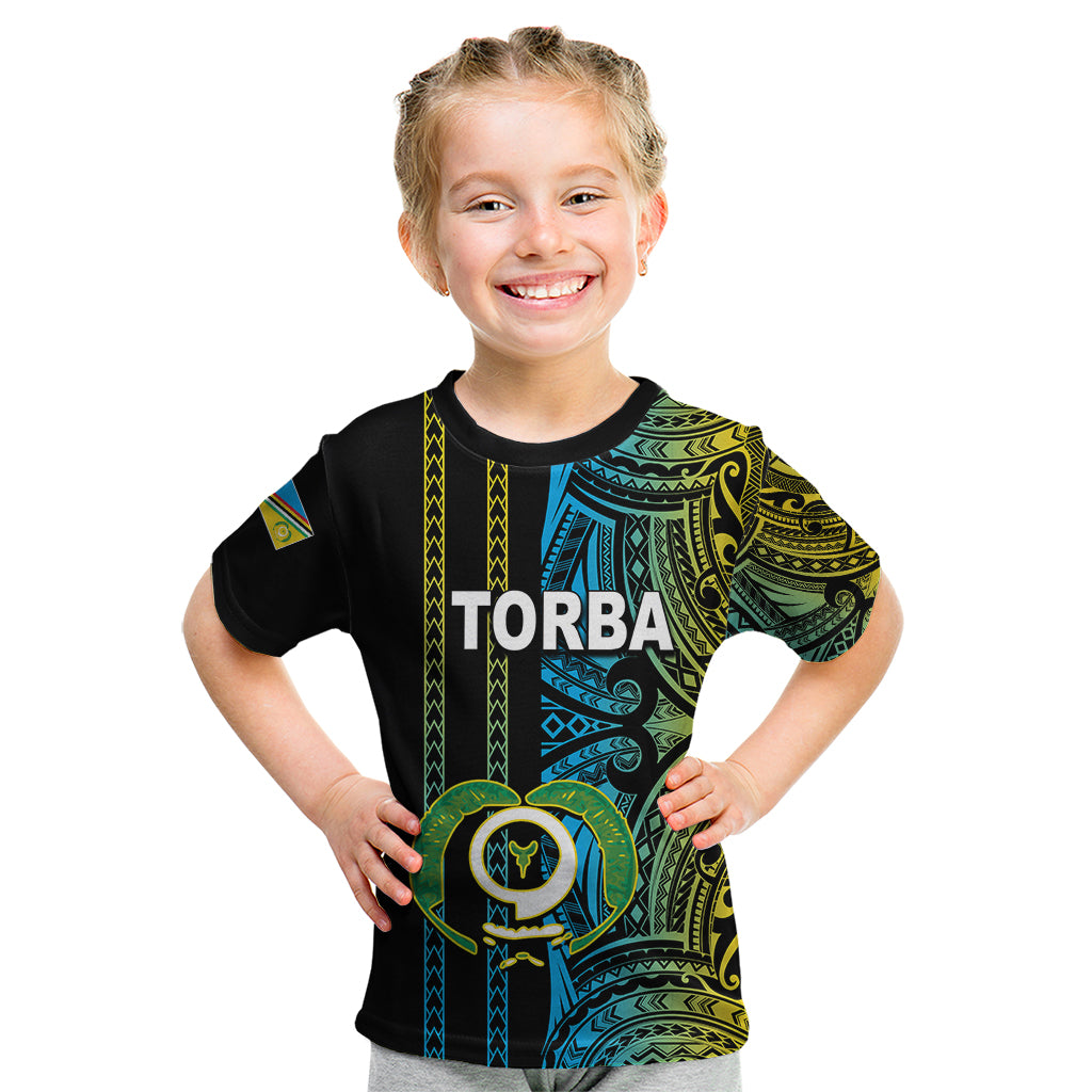 Custom Vanuatu Torba Kid T Shirt Polynesian Tribal LT6 Black - Polynesian Pride