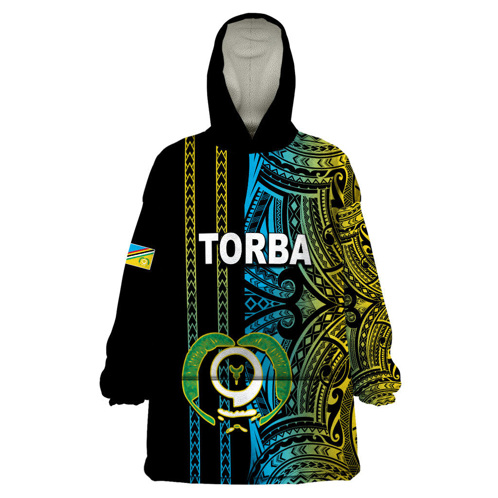 Custom Vanuatu Torba Wearable Blanket Hoodie Polynesian Tribal LT6 One Size Black - Polynesian Pride