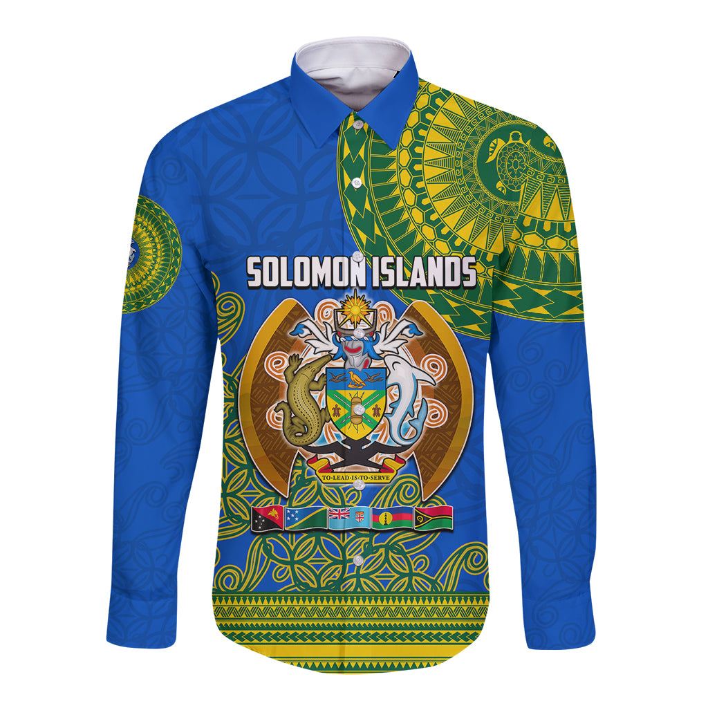 Solomon Islands Long Sleeve Button Shirt Melanesian Festival 2023 LT6 Unisex Green - Polynesian Pride