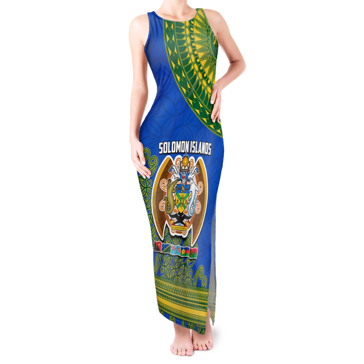 Solomon Islands Tank Maxi Dress Melanesian Festival 2023 LT6 Women Green - Polynesian Pride