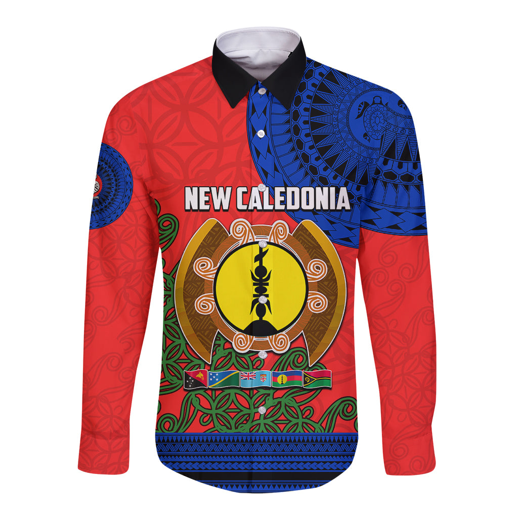 New Caledonia Long Sleeve Button Shirt Melanesian Festival 2023 LT6 Unisex Red - Polynesian Pride