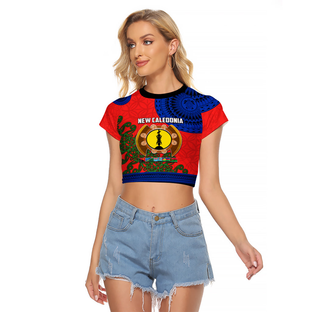 New Caledonia Raglan Cropped T Shirt Melanesian Festival 2023 LT6 Female Red - Polynesian Pride