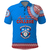Tonga School Api Foou College Polo Shirt Tribal Pattern LT6 Blue - Polynesian Pride
