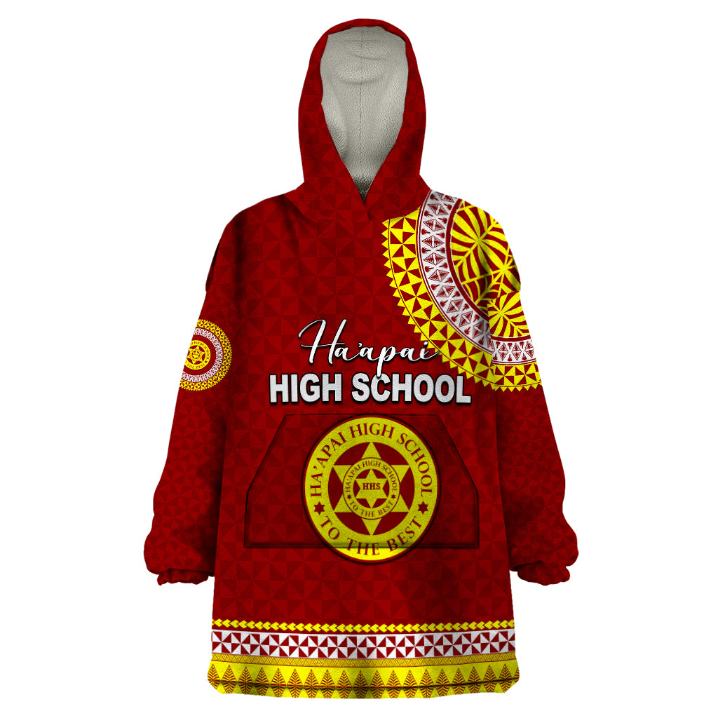 Tonga School Ha'apai High School Wearable Blanket Hoodie Tribal Pattern LT6 One Size Maroon - Polynesian Pride