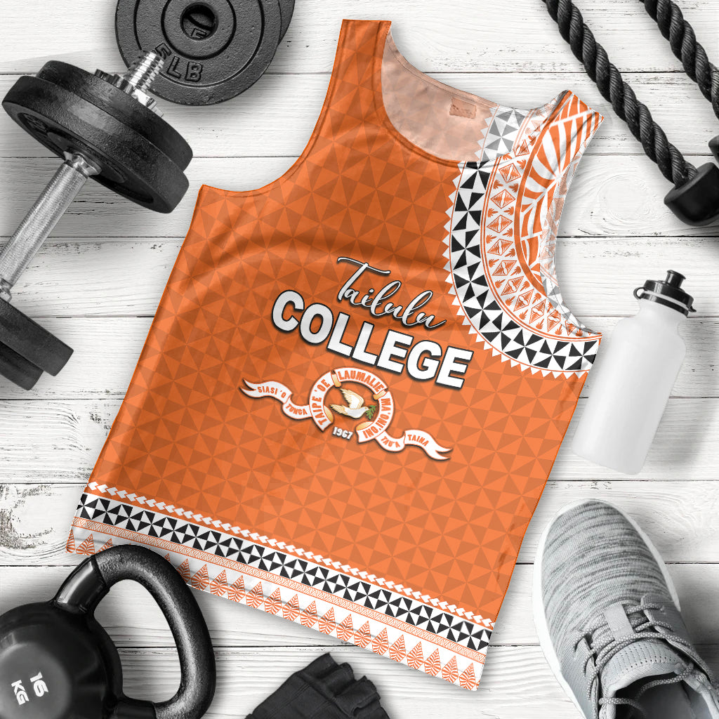 Tonga School Tailulu College Men Tank Top Tribal Pattern LT6 Orange - Polynesian Pride