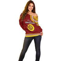 Tonga School Tonga High School Off Shoulder Sweater Tribal Pattern LT6 - Polynesian Pride