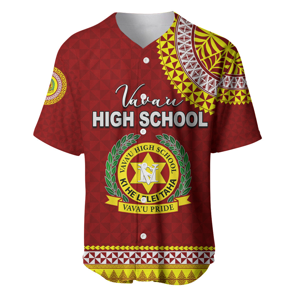 Tonga School Vava'u High School Baseball Jersey Tribal Pattern LT6 Maroon - Polynesian Pride