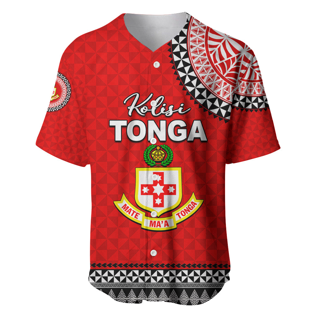 Tonga School Kolisi Tonga Baseball Jersey Tribal Pattern LT6 Red - Polynesian Pride