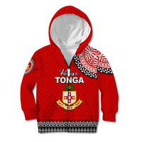Tonga School Kolisi Tonga Kid Hoodie Tribal Pattern LT6 Zip Hoodie Red - Polynesian Pride