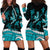 Polynesian Tribal Hoodie Dress with Sharks Tattoo Green LT6 - Polynesian Pride