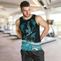 Polynesian Tribal Men Tank Top with Sharks Tattoo Green LT6 - Polynesian Pride