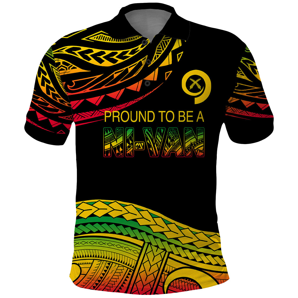 Custom Tribal Vanuatu Polo Shirt Pround To Be A Ni Van LT6 Black - Polynesian Pride