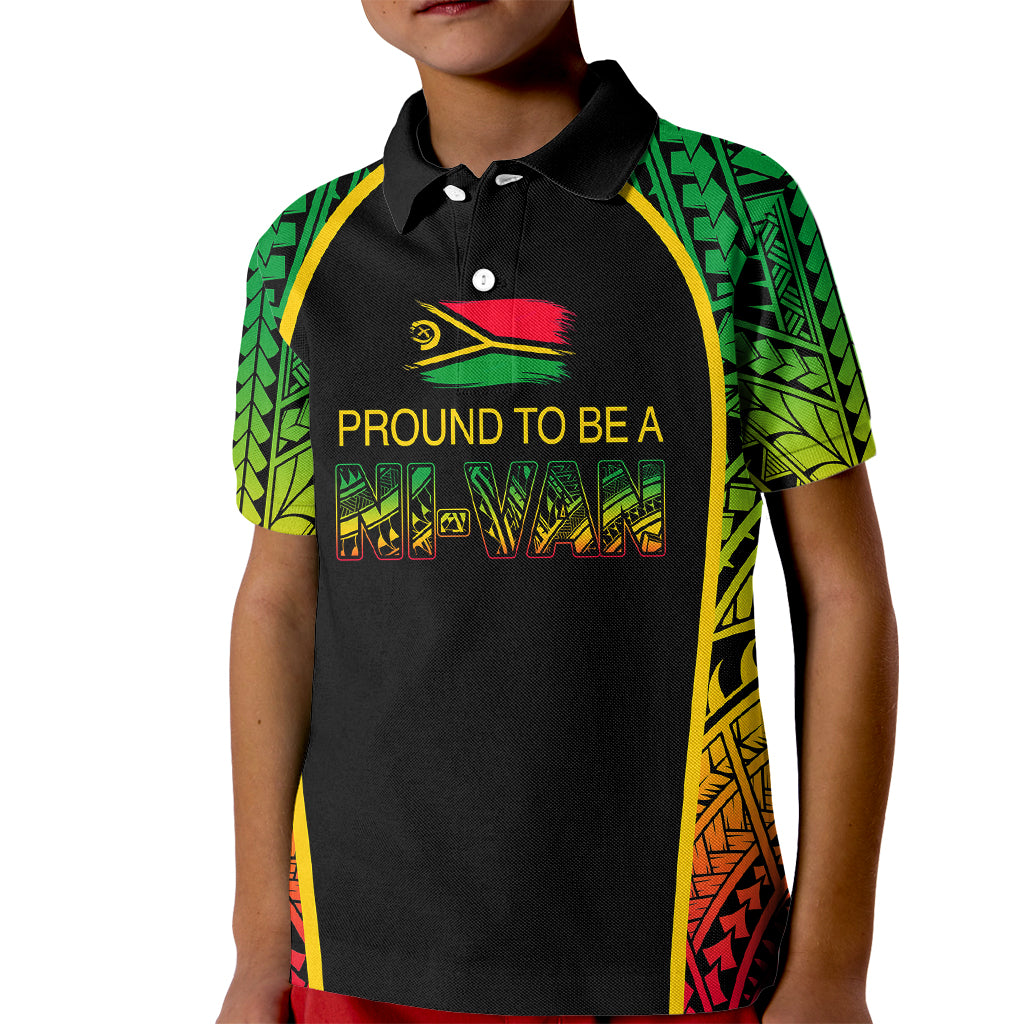 Custom Vanuatu Kid Polo Shirt Pround To Be A Ni-Van LT6 Kid Black - Polynesian Pride