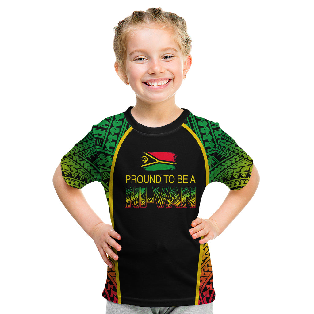 Custom Vanuatu Kid T Shirt Pround To Be A Ni-Van LT6 Black - Polynesian Pride