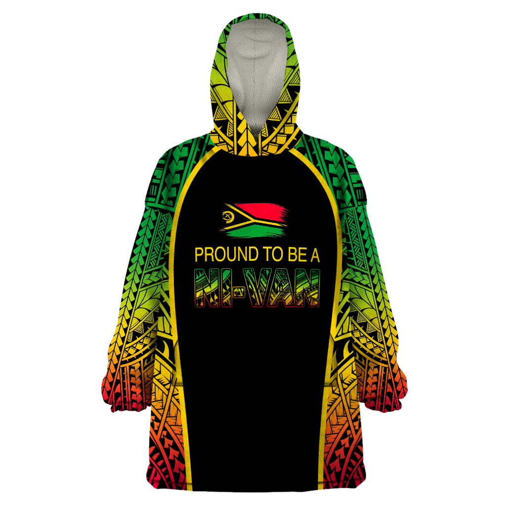 Custom Vanuatu Wearable Blanket Hoodie Pround To Be A Ni-Van LT6 One Size Black - Polynesian Pride