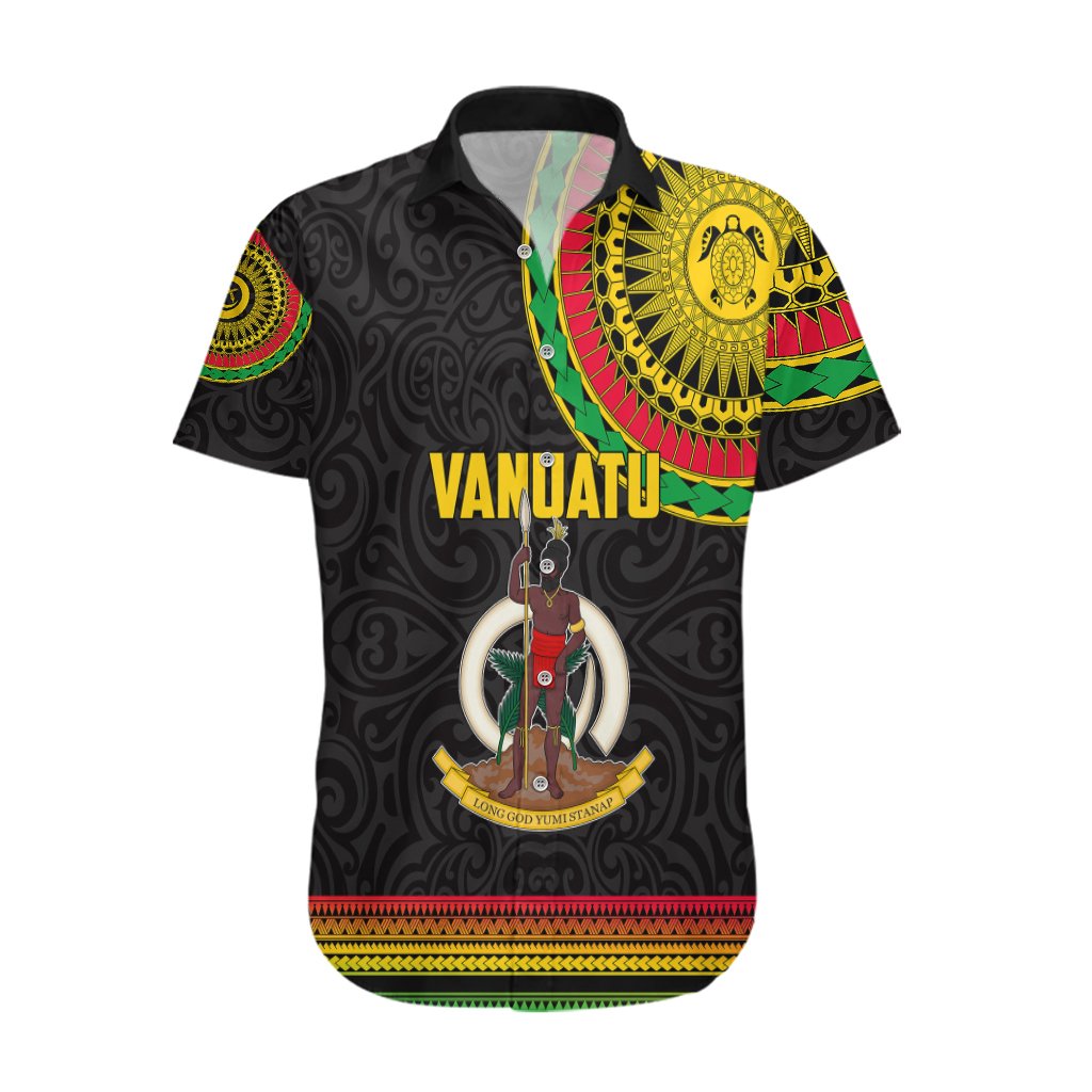 Custom Vanuatu Hawaiian Shirt Polynesia Circle LT6 Black - Polynesian Pride