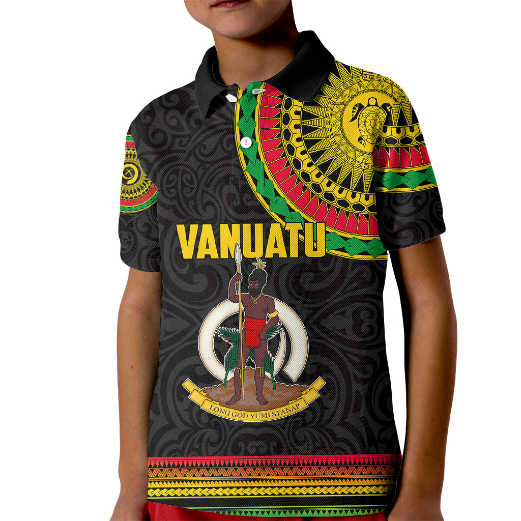 Custom Vanuatu Kid Polo Shirt Polynesia Circle LT6 Kid Black - Polynesian Pride