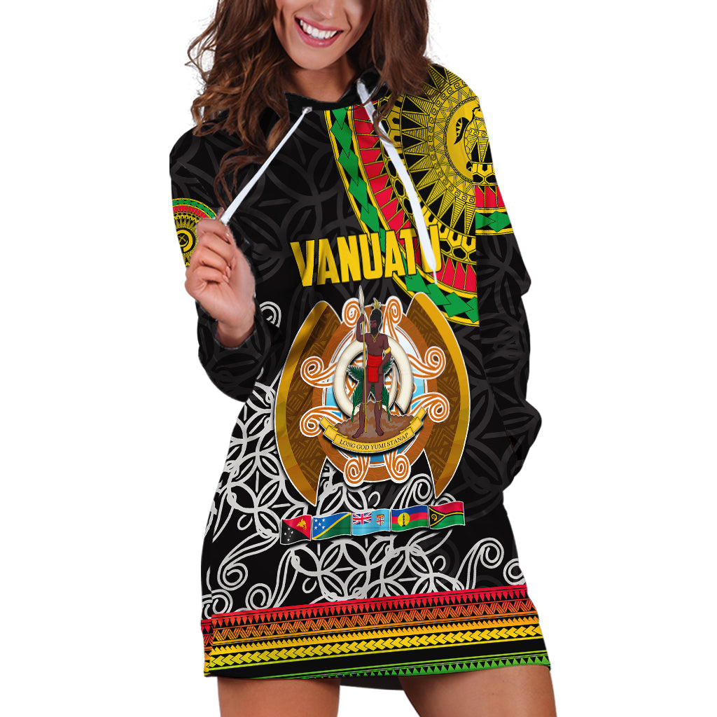 Vanuatu Hoodie Dress Melanesian Festival LT6 Black - Polynesian Pride