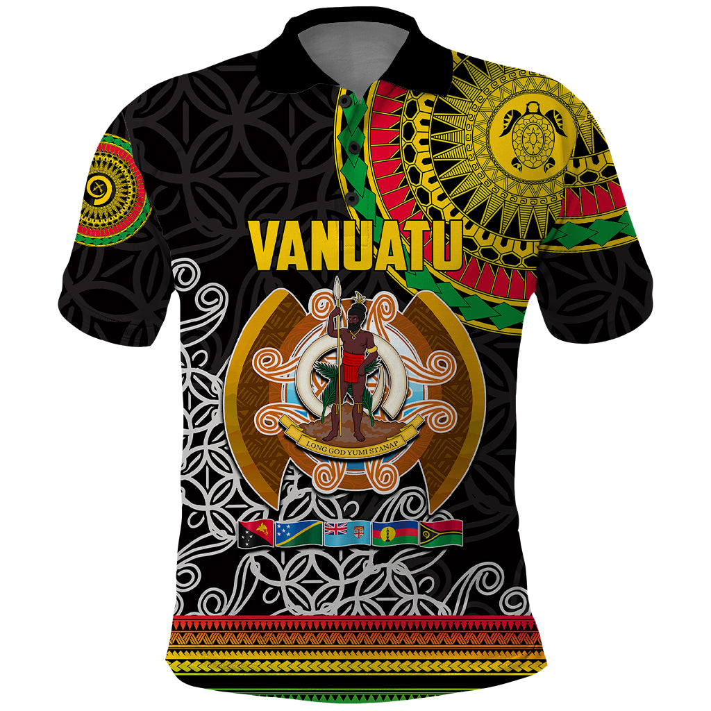 Vanuatu Polo Shirt Melanesian Festival LT6 Black - Polynesian Pride