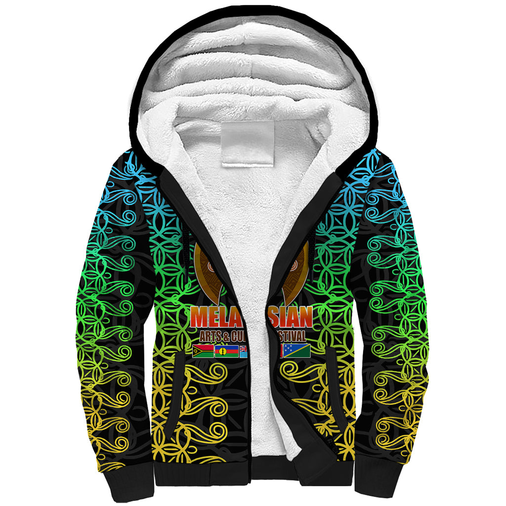 Melanesian Festival 2023 Sherpa Hoodie Tribal Patterns LT6 Unisex Black - Polynesian Pride