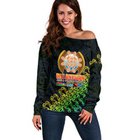 Melanesian Festival 2023 Off Shoulder Sweater Fest'Napuan Black Style LT6 Women Black - Polynesian Pride