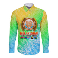 Melanesian Festival 2023 Long Sleeve Button Shirt Fest'Napuan Colorful Style LT6 Unisex Green - Polynesian Pride