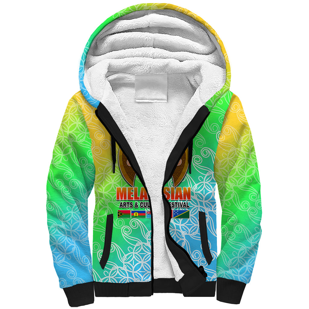 Melanesian Festival 2023 Sherpa Hoodie Fest'Napuan Colorful Style LT6 Unisex Green - Polynesian Pride