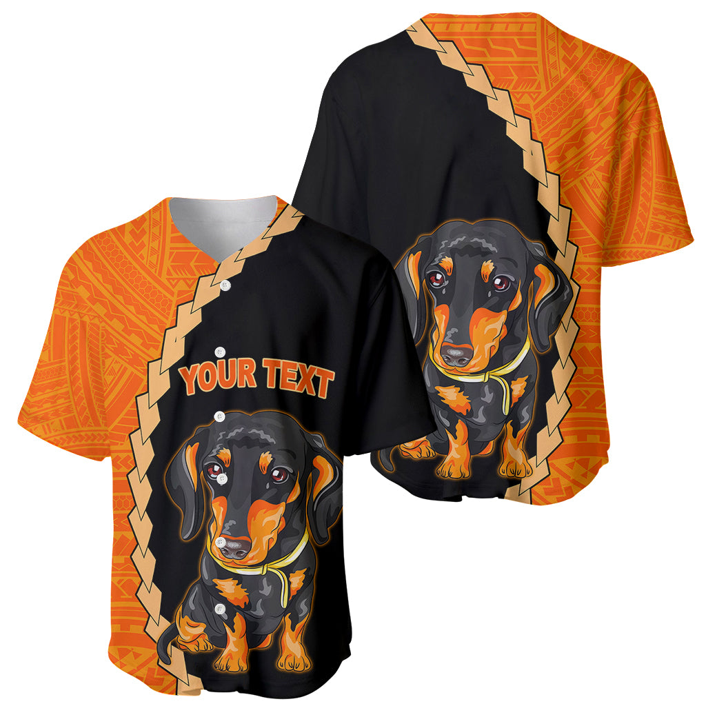 Custom Dachshund Dog Baseball Jersey With Polynesian Tribal Tattoo LT6 - Polynesian Pride