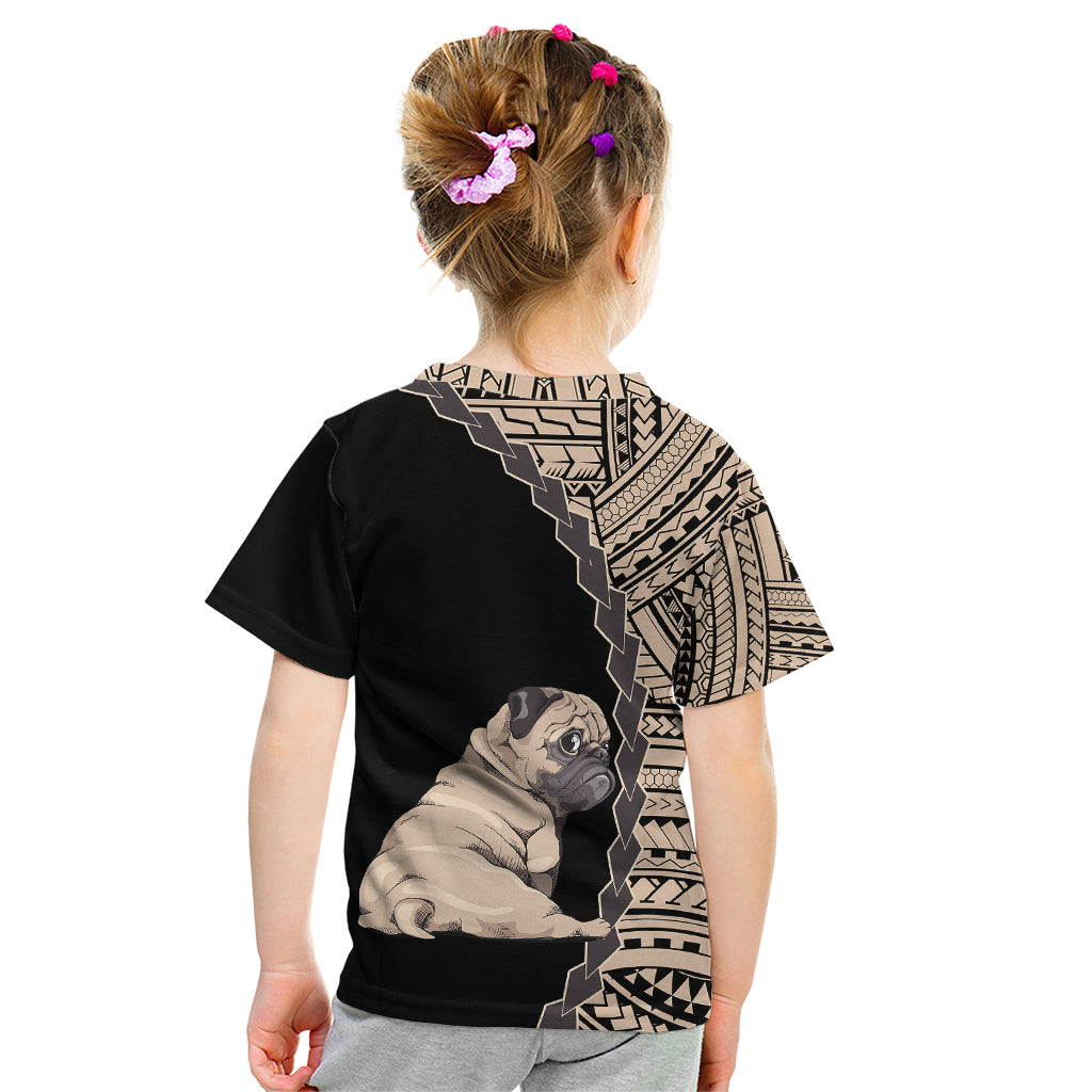 Custom Pug Dog Kid T Shirt With Polynesian Tribal Tattoo LT6 - Polynesian Pride