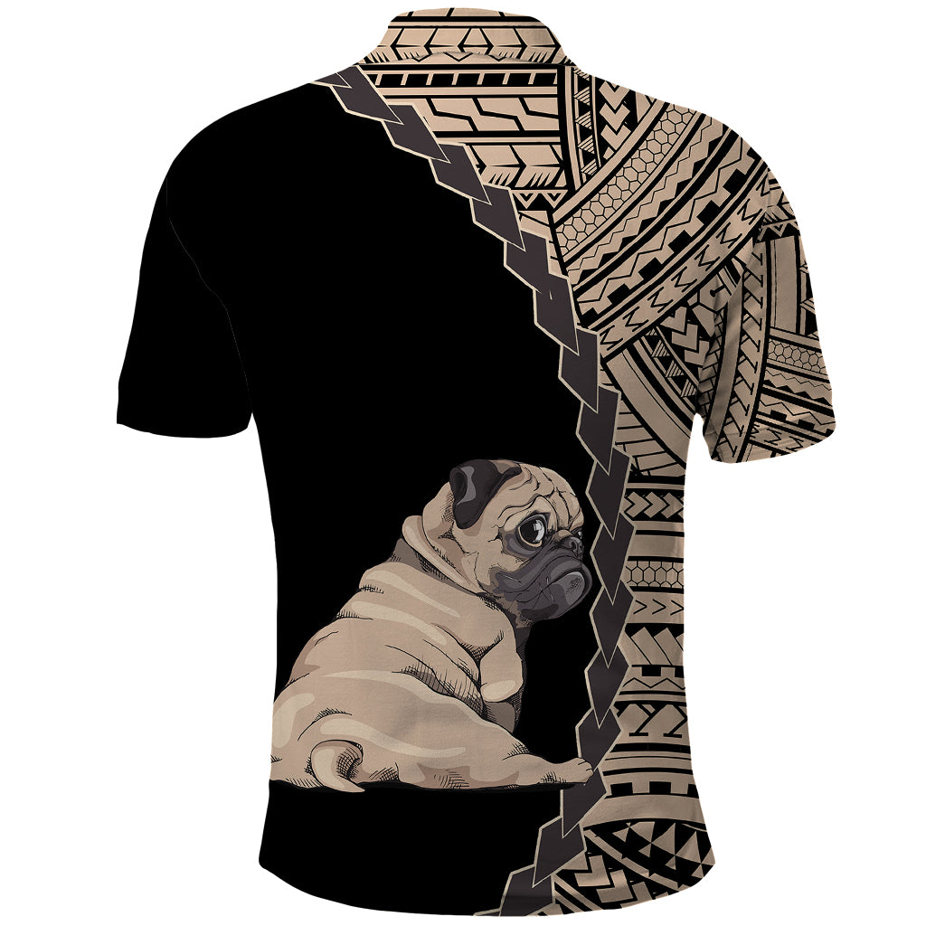 Custom Pug Dog Polo Shirt With Polynesian Tribal Tattoo LT6 - Polynesian Pride