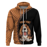 Custom Basset Hound Dog Hoodie With Polynesian Tribal Tattoo LT6 Zip Hoodie Black - Polynesian Pride