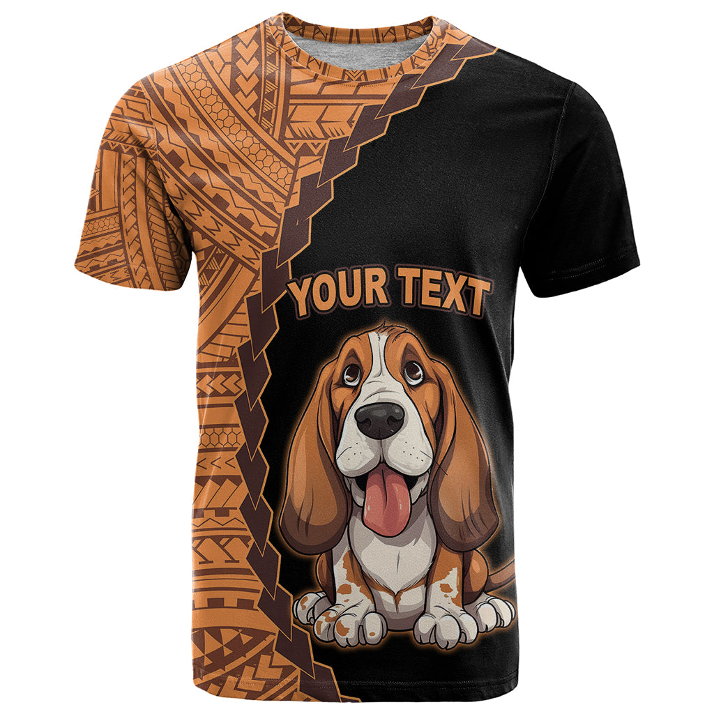 Custom Basset Hound Dog T Shirt With Polynesian Tribal Tattoo LT6 Black - Polynesian Pride