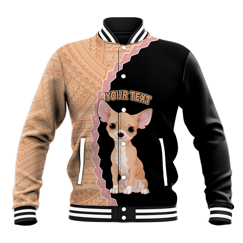 Custom Chihuahua Dog Baseball Jacket With Polynesian Tribal Tattoo LT6 Unisex Black - Polynesian Pride