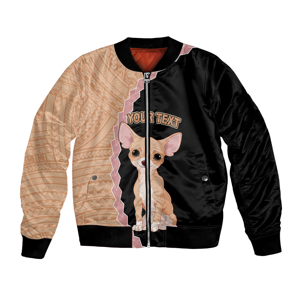 Custom Chihuahua Dog Bomber Jacket With Polynesian Tribal Tattoo LT6 Unisex Black - Polynesian Pride