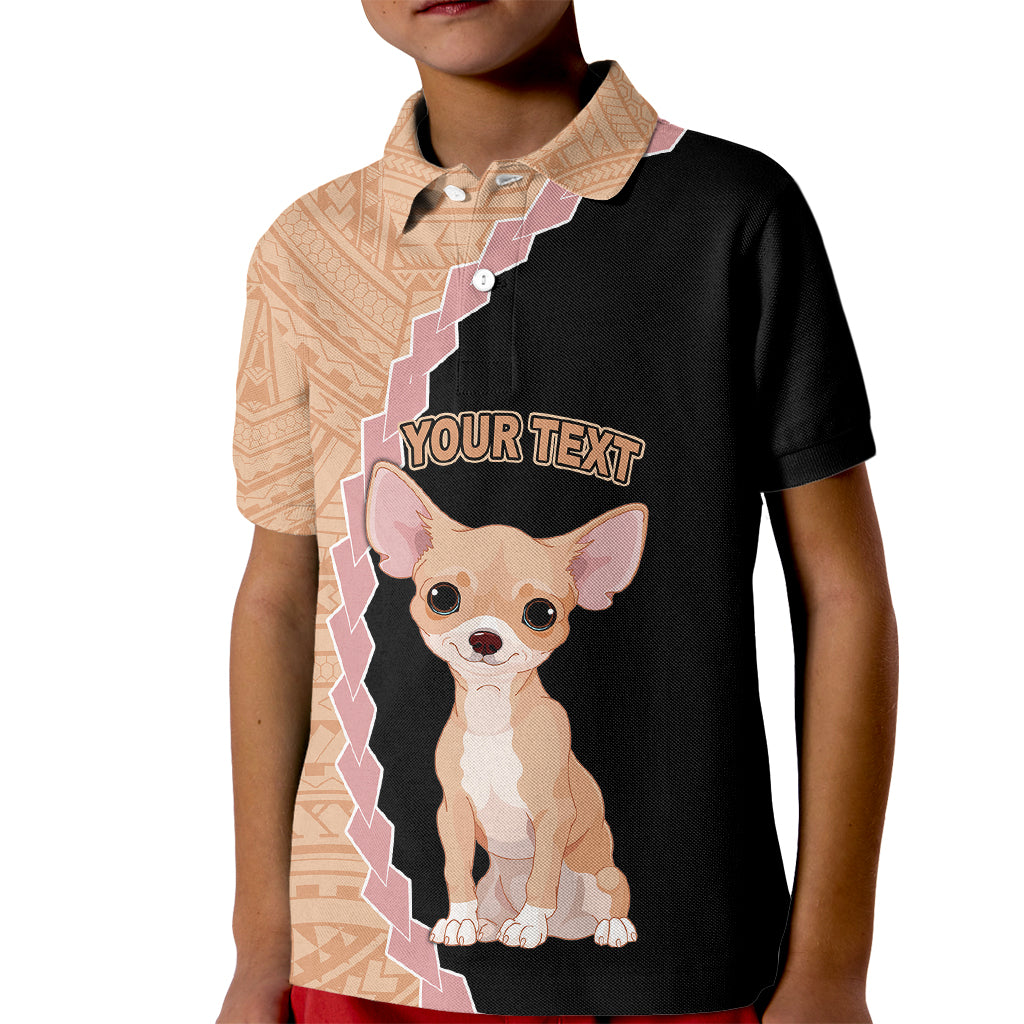 Custom Chihuahua Dog Kid Polo Shirt With Polynesian Tribal Tattoo LT6 Kid Black - Polynesian Pride