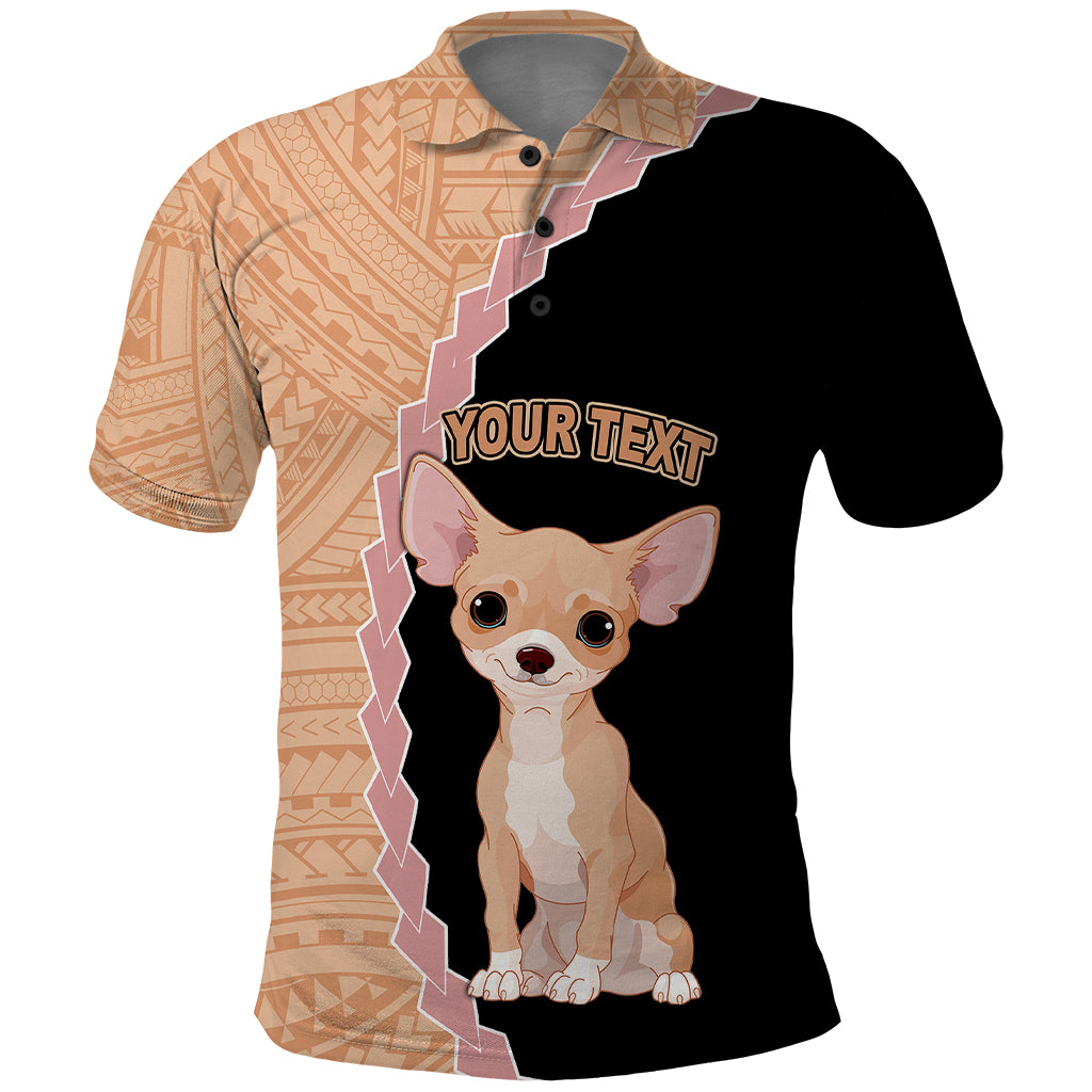 Custom Chihuahua Dog Polo Shirt With Polynesian Tribal Tattoo LT6 Black - Polynesian Pride