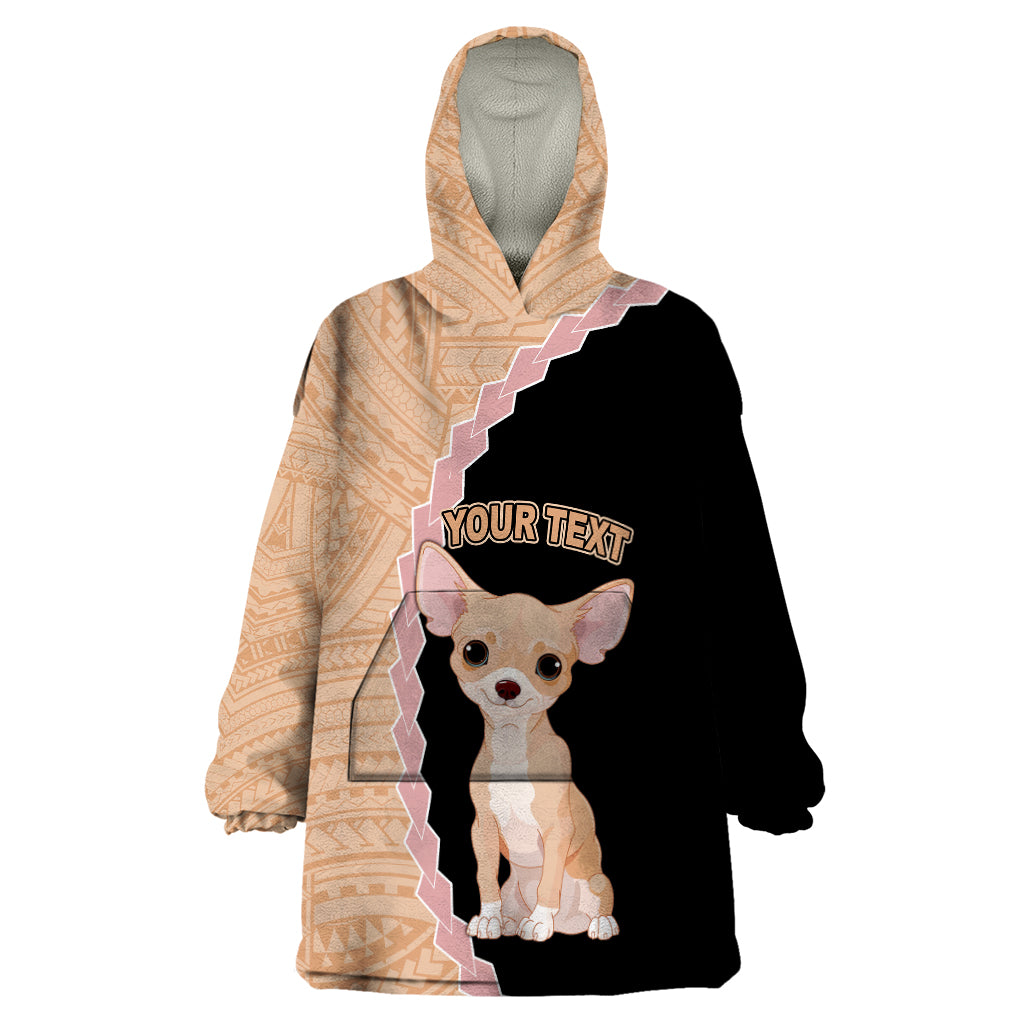 Custom Chihuahua Dog Wearable Blanket Hoodie With Polynesian Tribal Tattoo LT6 One Size Black - Polynesian Pride