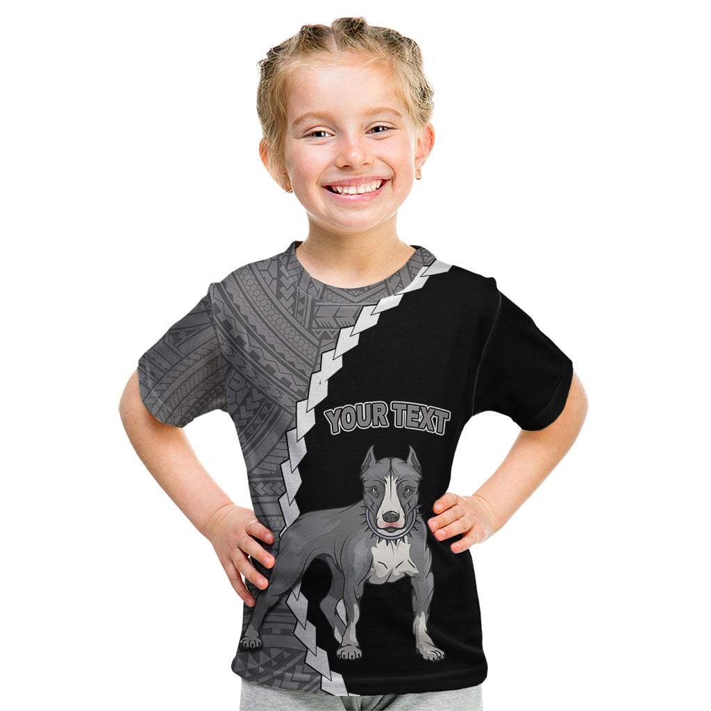 Custom Pitbull Dog Kid T Shirt With Polynesian Tribal Tattoo LT6 Black - Polynesian Pride