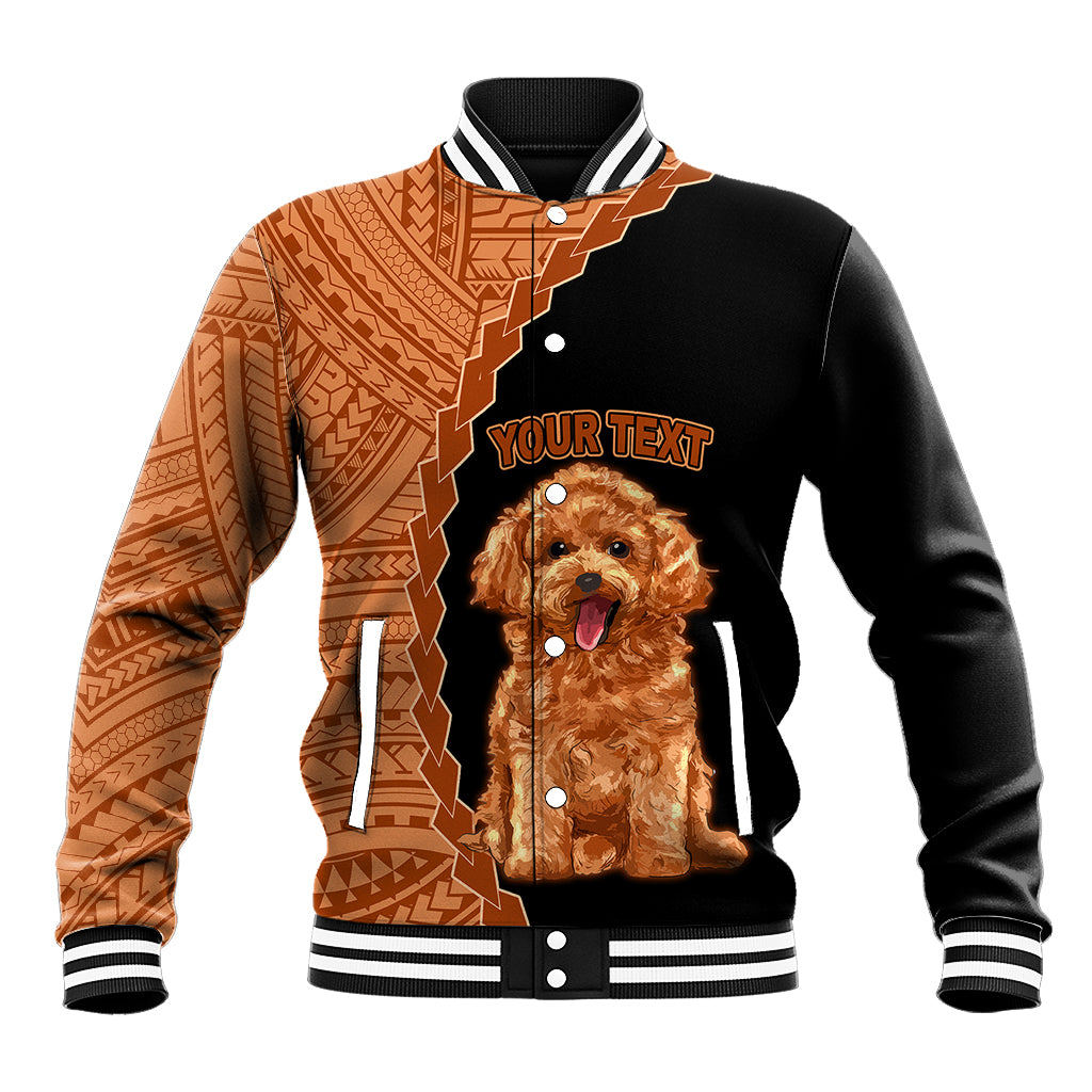 Custom Poodle Dog Baseball Jacket With Polynesian Tribal Tattoo LT6 Unisex Black - Polynesian Pride