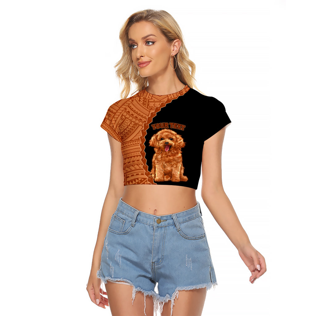 Custom Poodle Dog Raglan Cropped T Shirt With Polynesian Tribal Tattoo LT6 Female Black - Polynesian Pride