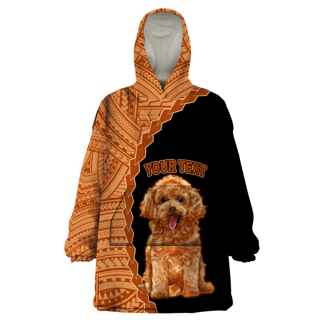 Custom Poodle Dog Wearable Blanket Hoodie With Polynesian Tribal Tattoo LT6 One Size Black - Polynesian Pride